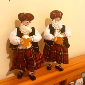 MERRY BRITE 11" TALL SCOTTISH SANTA FIGURINE
